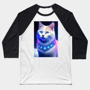 Beaming White British Shorthair Cat Baseball T-Shirt